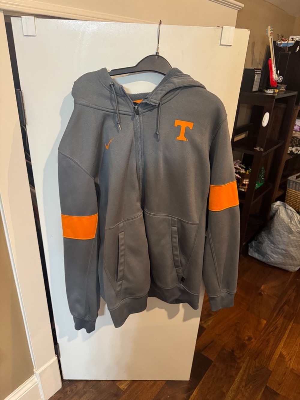 Nike Gray Tennessee Volunteers Zip Front Hoodie with Orange Tennessee 'T'
